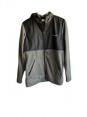 Columbia Dartmoor Hybrid Full Zip Hoodie Size S Gray Black Hooded Fleece Jacket